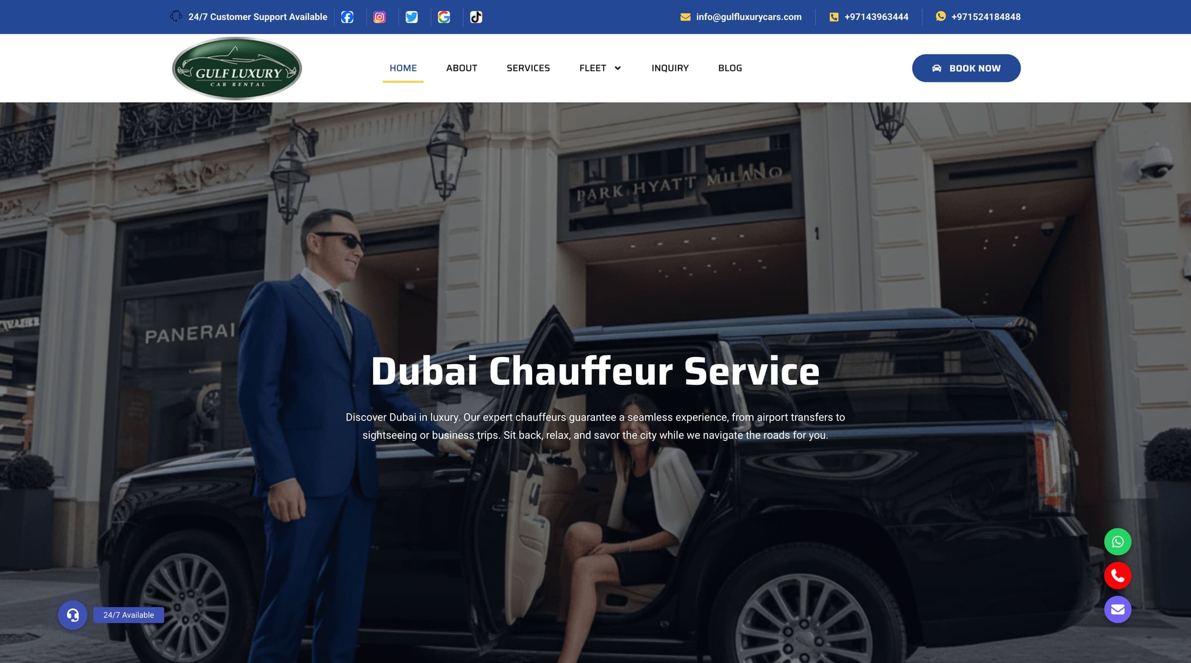 Gulf Luxury Cars website homepage