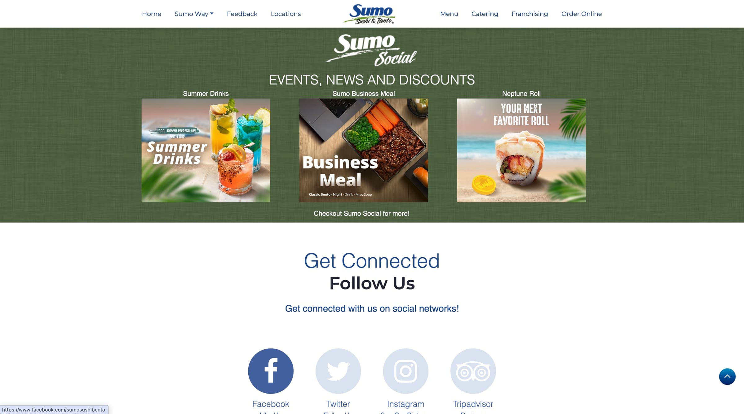 Sumo Sushi & Bento website, further section