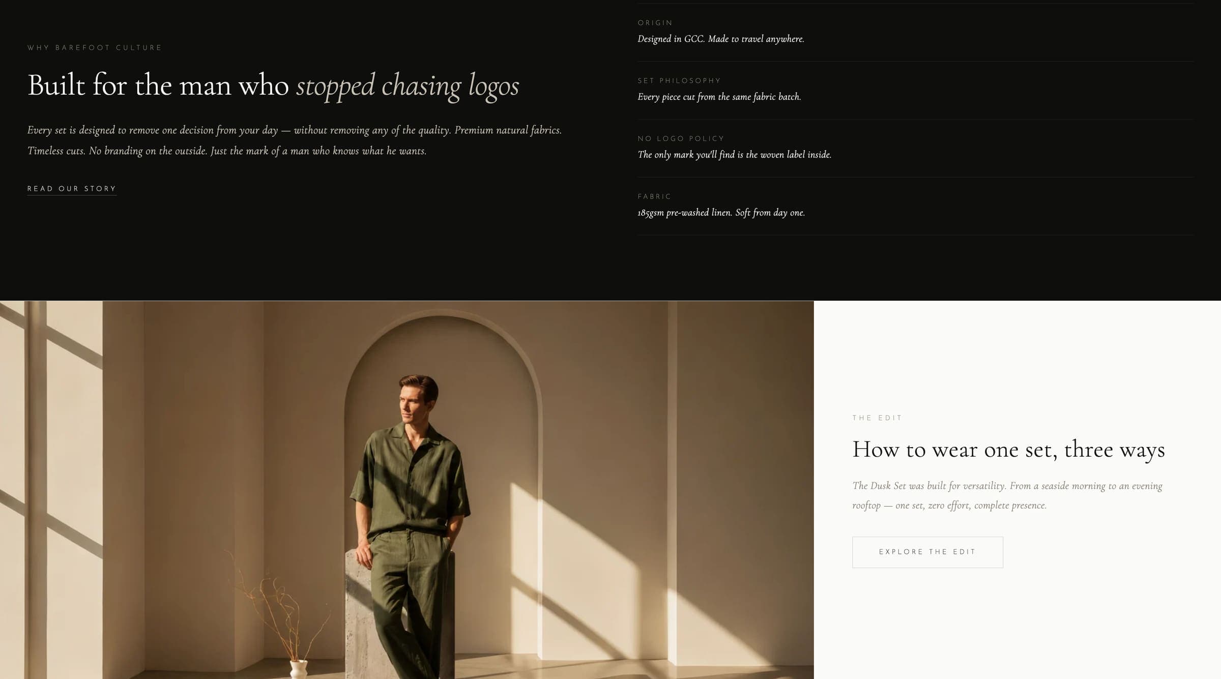 Barefoot Culture website, inner section