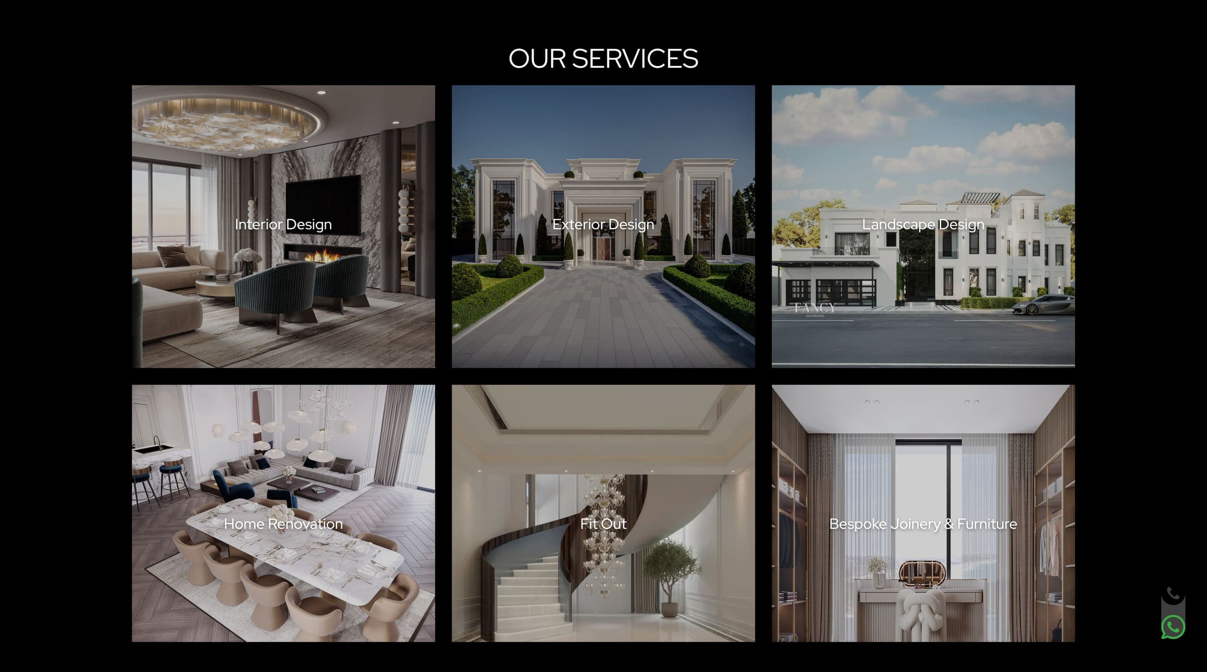 Fancy Interiors website, inner section