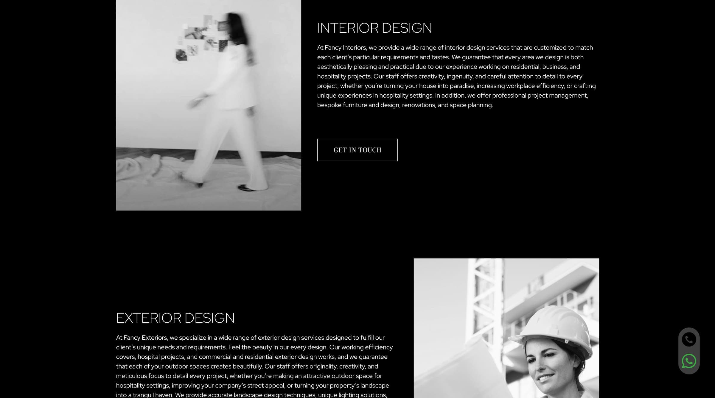 Fancy Interiors website, further section