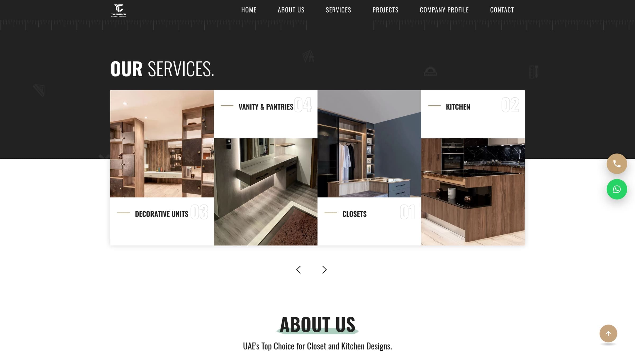 Tasawer Closet website, inner section