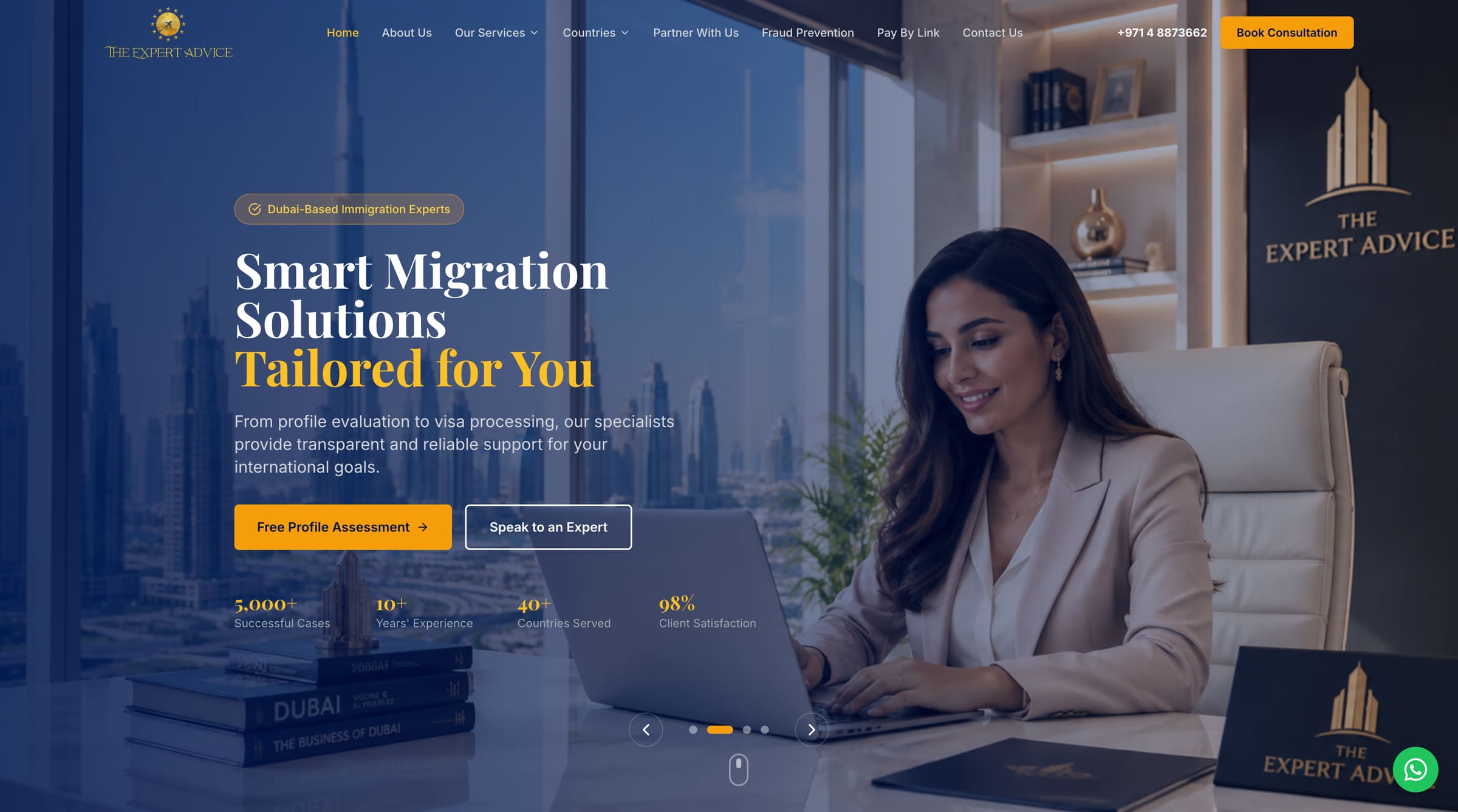 The Expert Advice website homepage