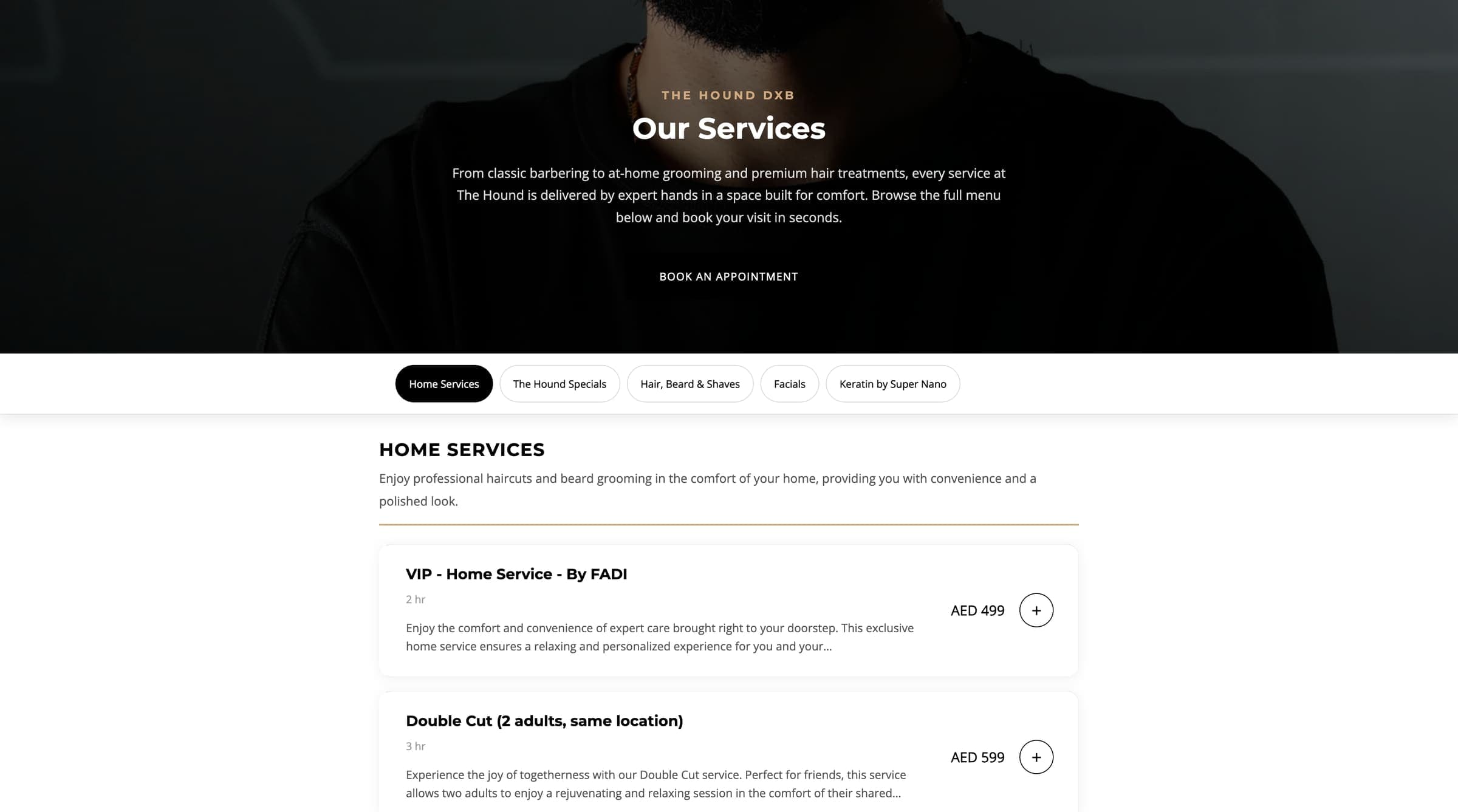 The Hound DXB website, further section